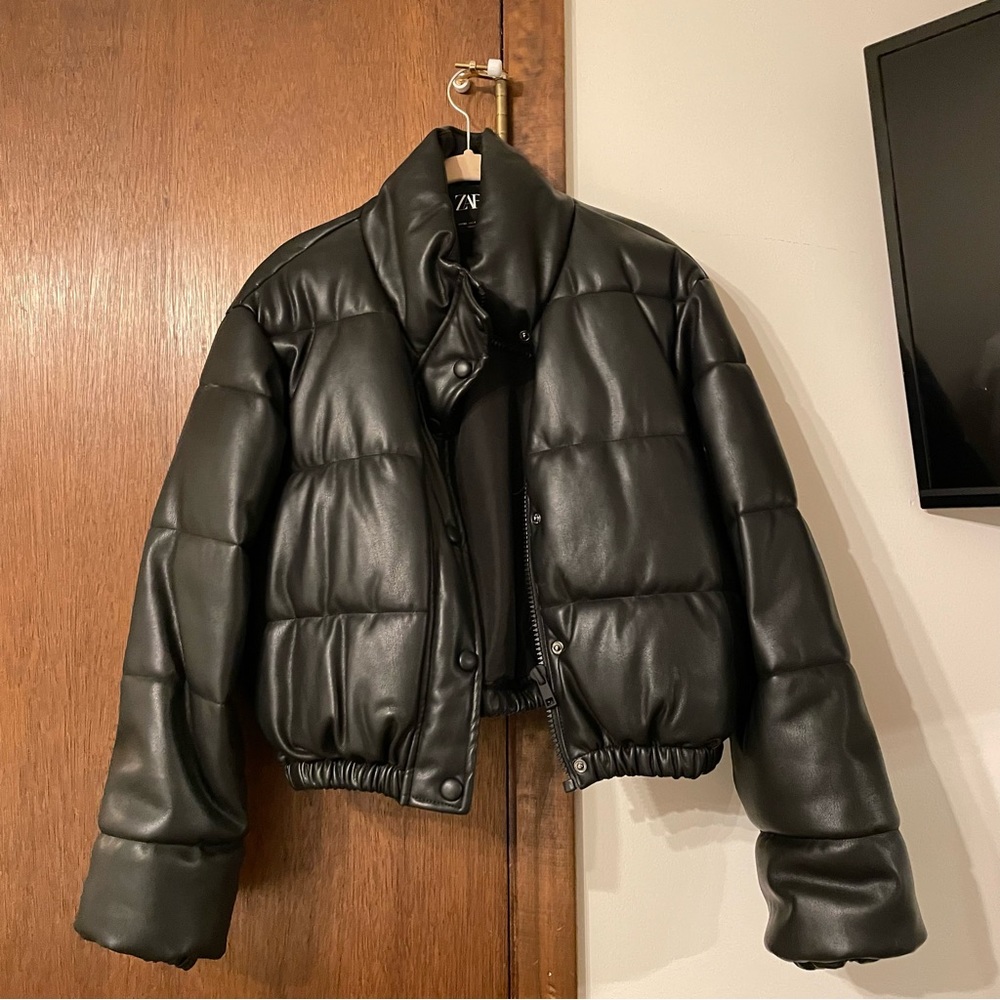 Zara faux leather bomber jacket